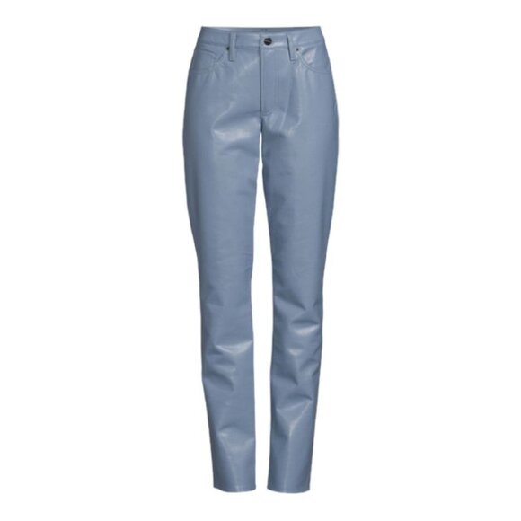 NEW GOLDSIGN The Stacked Roya Straight-Leg Leather Jeans in Jubilee Blue Size 27 - Picture 5 of 10